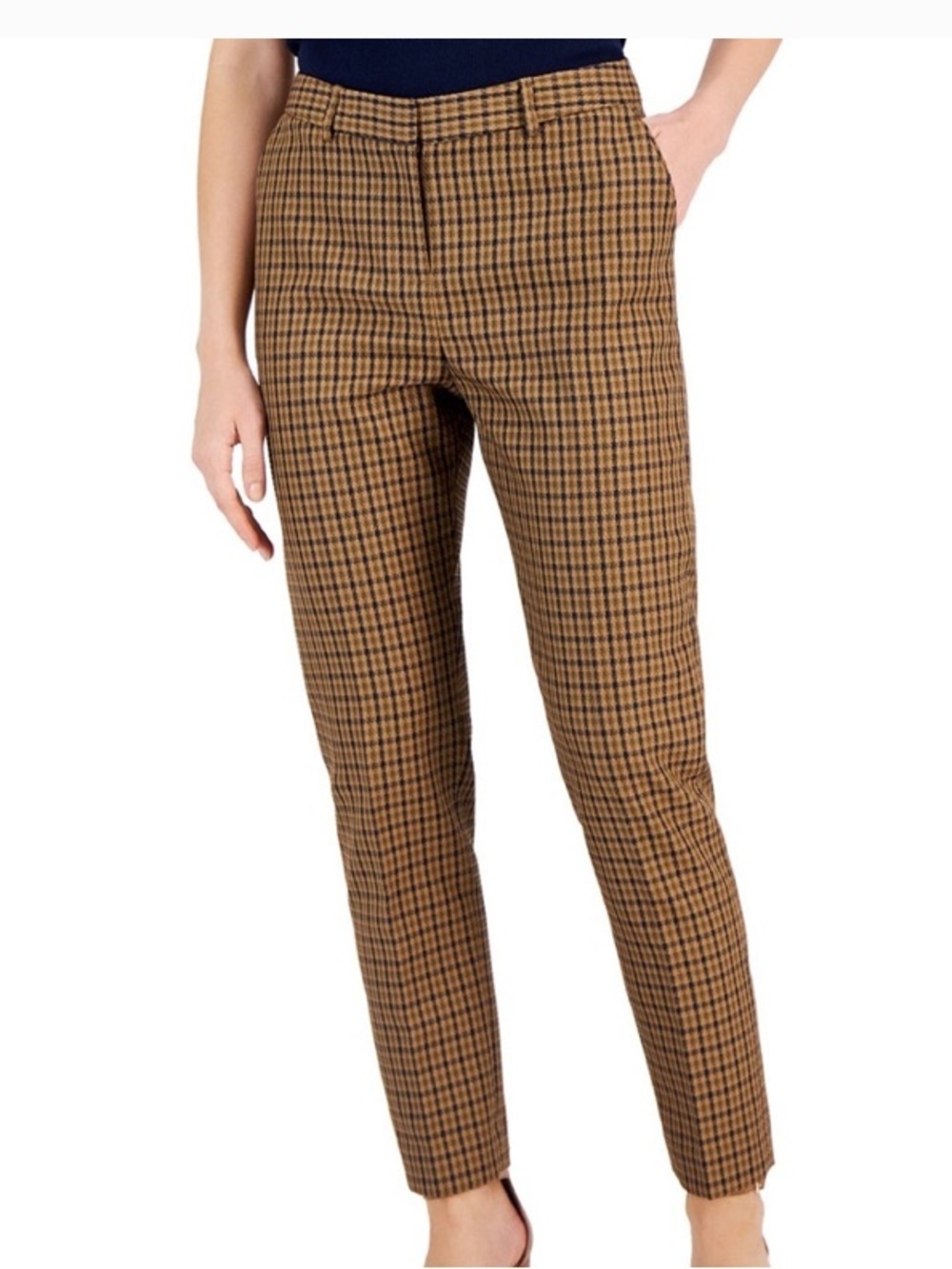 Tahari ASL Brown Houndstooth Straight-Leg Pants size 6